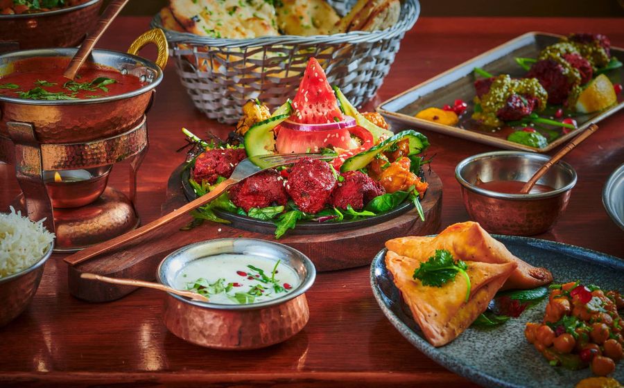 A table of Indian dishes at Jaipur